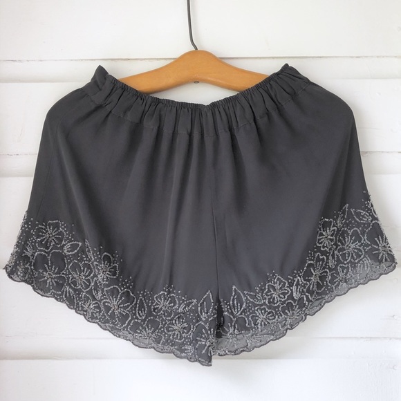 Kimchi Blue Slate High Waist Beaded Shorts - Picture 4 of 6